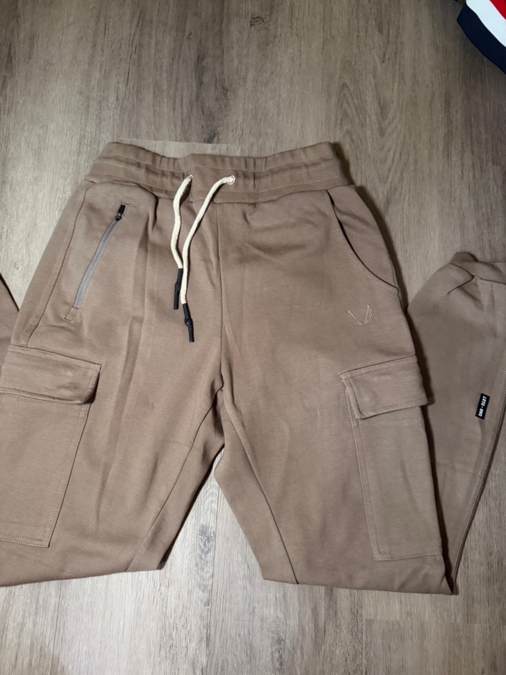 ASRV Men's Brown Cargo Jogger Pants - Casual Drawstring Sweatpants